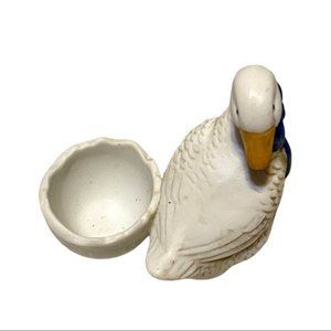 Toothpick Holder Trinket Dish Blue Bow Egg Figurine Russ Country Goose